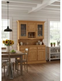 CRISTALLIERA 3 PORTE IN PINO MASSELLO COUNTRY NOCE BIONDO L.147 P.43 H.204