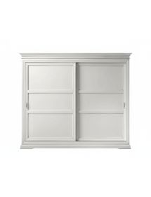 MOBILI 2G - ARMADIO IN LEGNO CLASSICO 2 ANTE SCORREVOLI LEGNO BIANCO 300X68X255
