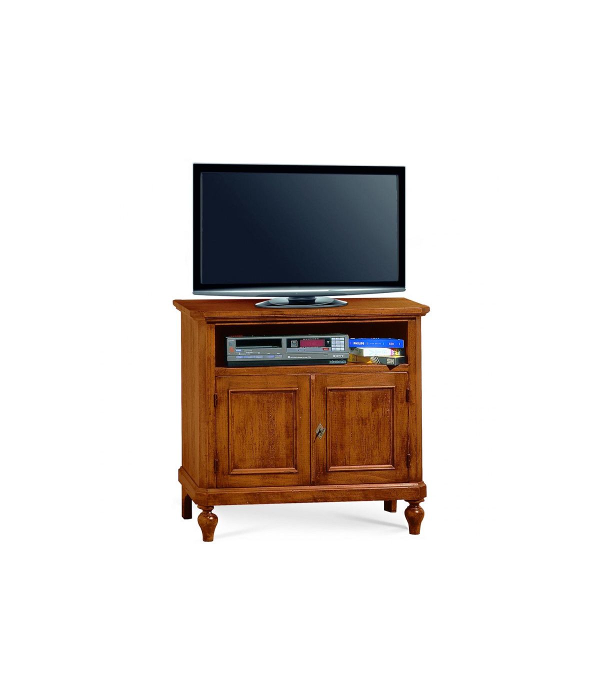 Porta tv 2 porte arte povera legno tinta noce 85x46x80