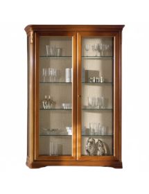 VETRINA IN LEGNO MASSELLO 2 PORTE TINTA NOCE L.144 P.49 H.215