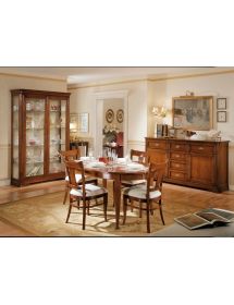 VETRINA IN LEGNO MASSELLO 2 PORTE TINTA NOCE L.144 P.49 H.215