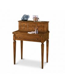 SCRIVANIA IN LEGNO ARTE POVERA 7 CASSETTI NOCE 73X42X98