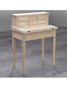 Scrivania 7 cassetti con piano estraibile legno grezzo 73X42X98