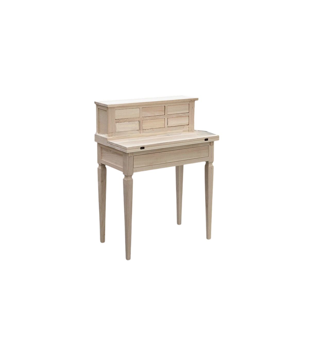 Scrivania 7 cassetti con piano estraibile legno grezzo 73X42X98