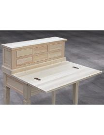 Scrivania 7 cassetti con piano estraibile legno grezzo 73X42X98
