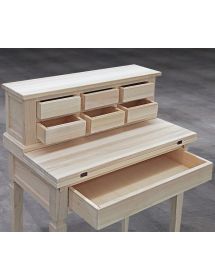 Scrivania 7 cassetti con piano estraibile legno grezzo 73X42X98