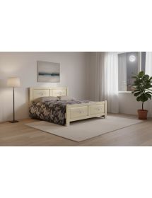 Letto dritto matrimoniale legno shabby legno avorio anticato decori 173x209x107