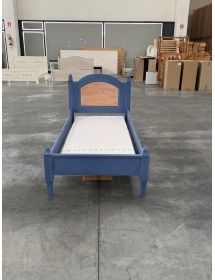 LETTO SINGOLO ARTE POVERA BLU E MIELE LEGNO 103x210x106 (2231)