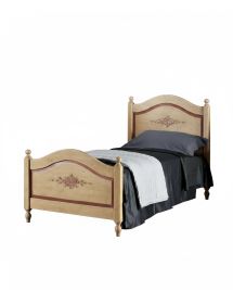 MOBILI 2G - LETTO SAGOMATO SINGOLO AVORIO ANTICO FILO ROSSO IN LEGNO