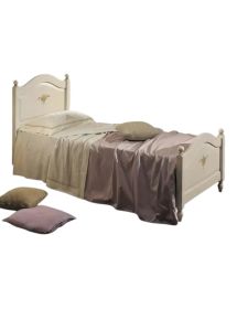 MOBILI 2G - LETTO SAGOMATO SINGOLO  BIANCO FILO ROSA IN LEGNO