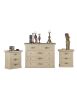 Gruppo cassettiera 2 comodini shabby legno avorio anticato