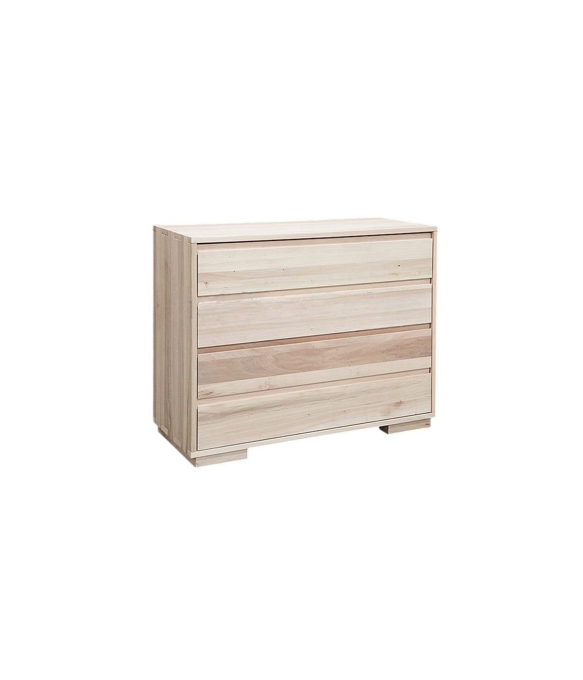 Cassettiera 4 cassetti ammortizzati legno massello grezzo 128x53x100
