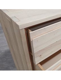Cassettiera 4 cassetti ammortizzati legno massello grezzo 128x53x100