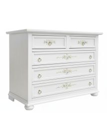 GRUPPO COMO' 2 COMODINI ARTE POVERA LEGNO BIANCO CON DECORI