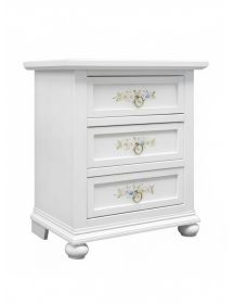 GRUPPO COMO' 2 COMODINI ARTE POVERA LEGNO BIANCO CON DECORI