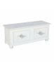 Cassapanca in legno shabby bianco con decoro 116,5X40,5X46