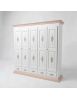 Armadio shabby 5 porte legno bianco filo rosa decori 254X61X240