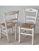 Set tavolo rettangolare shabby bianco anticato 100x70 120x80 140x80 160x85 allungabile con 4/6 sedie seduta paglia