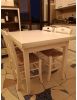 Set tavolo rettangolare shabby bianco anticato 100x70 120x80 140x80 160x85 allungabile con 4/6 sedie seduta paglia