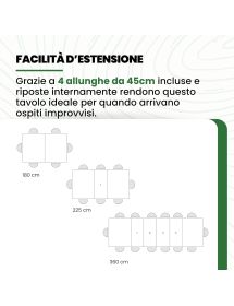 TAVOLO FRATINO CON FERRO ALLUNGABILE IN LEGNO ARTE POVERA NOCE SCUR...