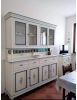 Cristalliera 4 porte legno shabby bianco anticato decori filo blu 198X43X210