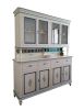 Cristalliera 4 porte legno shabby bianco anticato decori filo blu 198X43X210