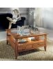 Tavolino quadrato classico 2 cassetti 2 tiretti legno noce bassano 90X90x48