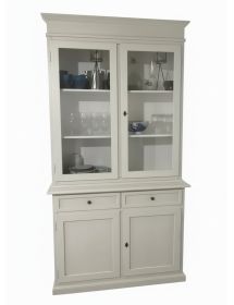 Cristalliera 2 porte 2 cassetti arte povera legno grigio 105x42x206