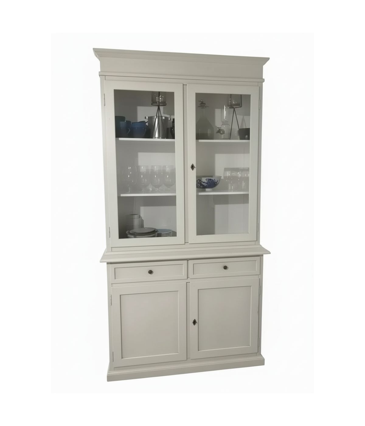 Cristalliera 2 porte 2 cassetti arte povera legno grigio 105x42x206