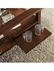 Tavolino quadrato classico 2 cassetti 2 tiretti legno noce  90X90x48