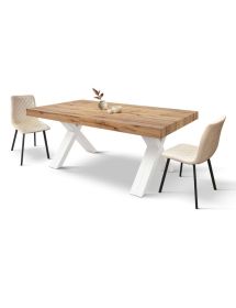 TAVOLO NOBILITATO ALLUNGABILE EFFETTO ROVERE NODATO GAMBE BIANCHE 180X90X76 (2005)