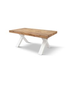 TAVOLO NOBILITATO ALLUNGABILE EFFETTO ROVERE NODATO GAMBE BIANCHE 180X90X76 (2005)