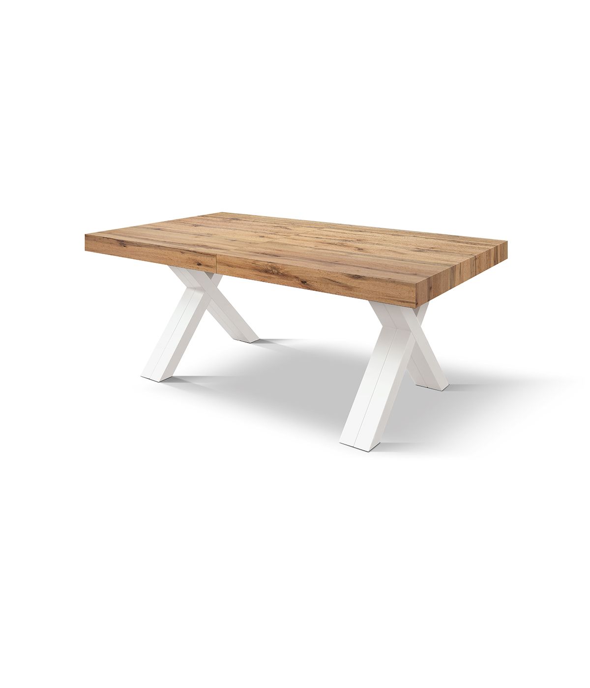 TAVOLO NOBILITATO ALLUNGABILE EFFETTO ROVERE NODATO GAMBE BIANCHE 180X90X76 (2005)