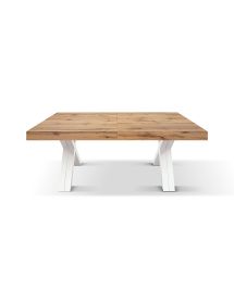 TAVOLO NOBILITATO ALLUNGABILE EFFETTO ROVERE NODATO GAMBE BIANCHE 180X90X76 (2005)