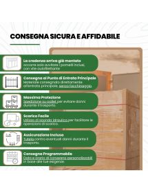 MADIA CREDENZA IN LEGNO NAPOLETANA 4 ANTE TINTA NOCE 196x43x98 (510)