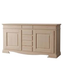MADIA CREDENZA IN LEGNO 2 PORTE 7 CASSETTI GREZZO L.220 P.58 H.113