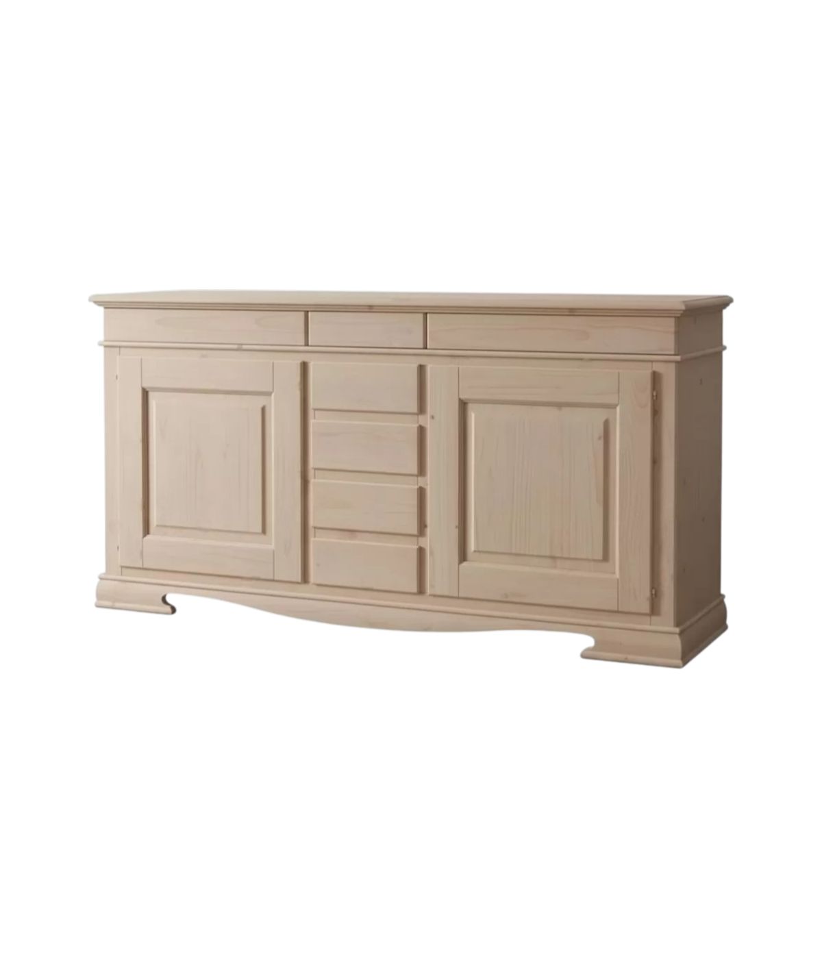 MADIA CREDENZA IN LEGNO 2 PORTE 7 CASSETTI GREZZO L.220 P.58 H.113