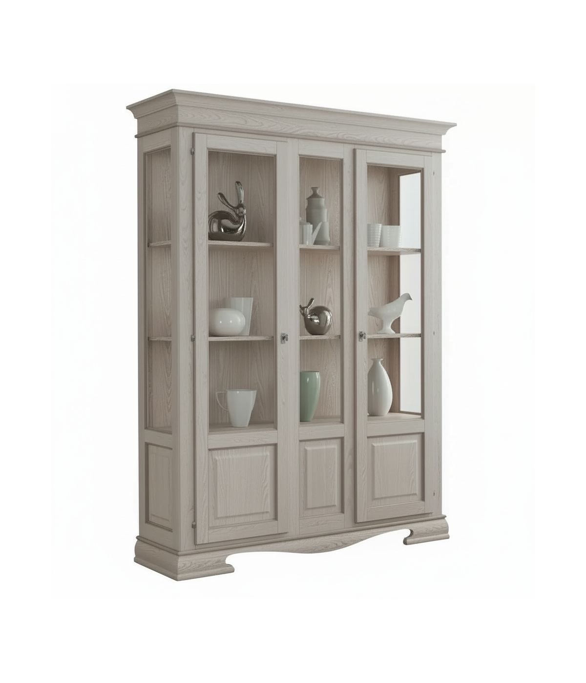 VETRINA CLASSICA 2 ANTE GREZZA IN LEGNO 156X46X216