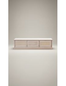 Porta tv 3 cassetti guide ammortizzate legno frassino grezzo 187x60x47