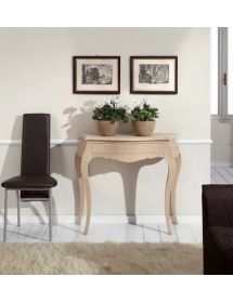 CONSOLLE LEGNO MASSELLO SAGOMATA 1 CASSETTO GREZZO 93X38X80