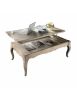 TAVOLINO PIANO RIALZABILE LEGNO SHABBY BIANCO INVECCHIATO 130X70x48