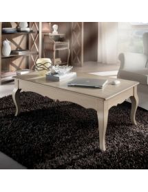 TAVOLINO PIANO RIALZABILE LEGNO SHABBY BIANCO INVECCHIATO 130X70x48