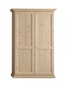 Armadio classico 2 porte cappello dritto legno abete grezzo 140x67x218