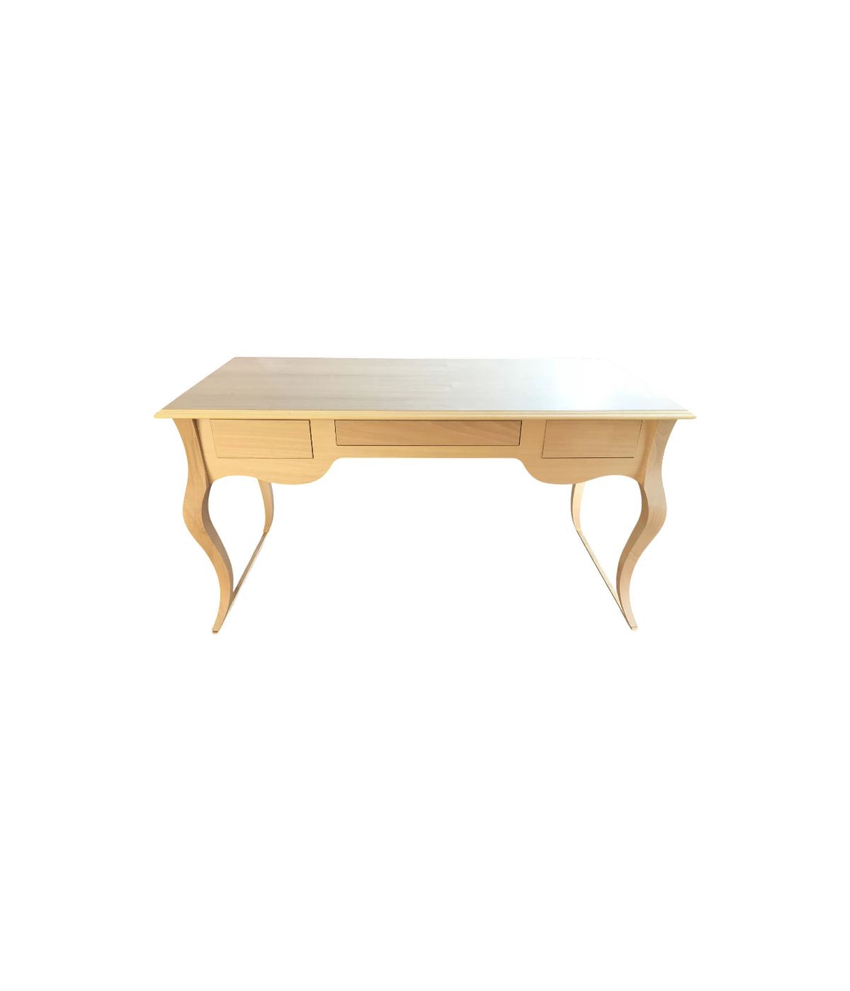 MOBILI 2G -  SCRIVANIA 3 CASSETTI SAGOMATA LEGNO GREZZO 150X75X80