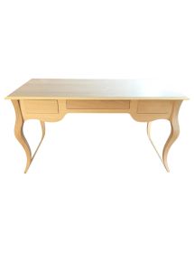 SCRIVANIA 3 CASSETTI SAGOMATA LEGNO GREZZO 130X75X80