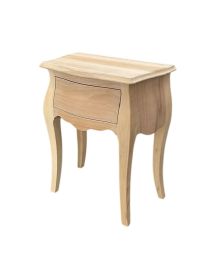 Comodino classico sagomato 1 cassetto legno grezzo  50x30x60