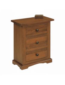 MOBILI 2G - COMODINO ARTE POVERA IN LEGNO 3 CASSETTI TINTA NOCE 60X35X70 (78) VISTA FRONTALE