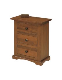 MOBILI 2G - COMODINO ARTE POVERA IN LEGNO 3 CASSETTI TINTA NOCE 60X35X70 (78) VISTA FRONTALE