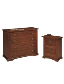 MOBILI 2G - COMODINO ARTE POVERA IN LEGNO 3 CASSETTI TINTA NOCE 60X35X70 (78) VISTA FRONTALE