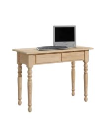 Scrivania 2 cassetti gambe tornite legno grezzo 105x55x80